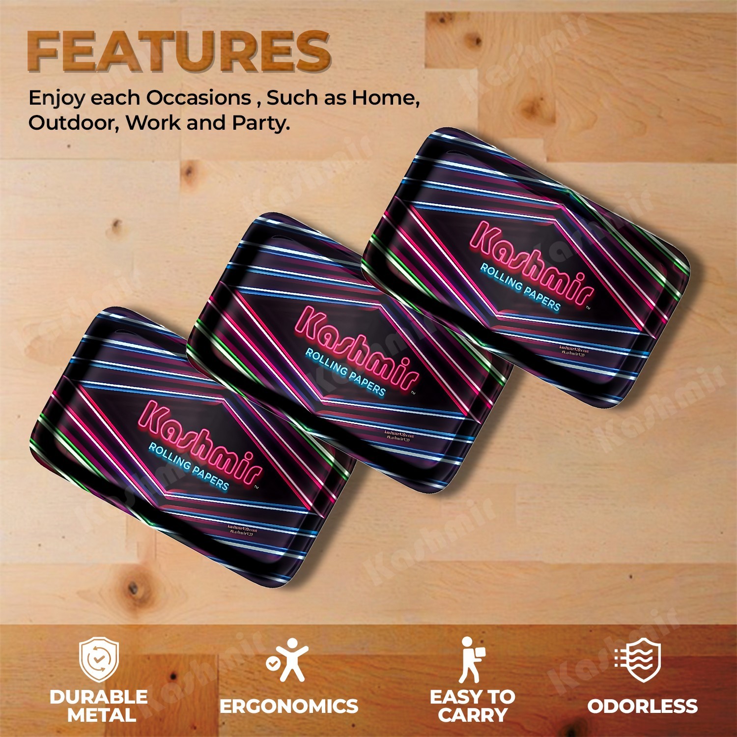 Kashmir Metal Trays Special Edition Perfect Stylish Design Rolling Tray Set of 3