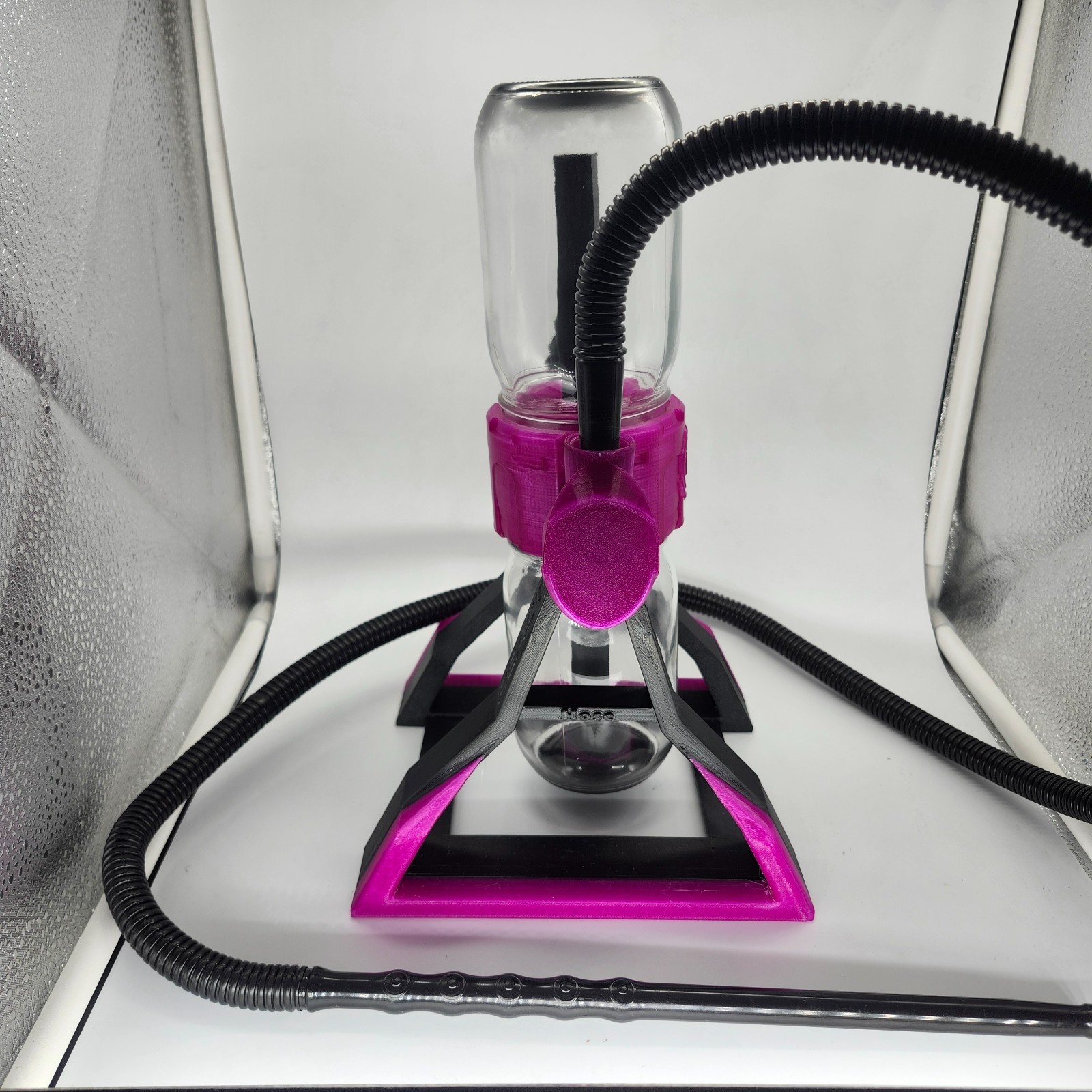 Gravity Water Hookah Pipe 360° Rotating Dual Glass Chamber | Magenta 12″ Bong