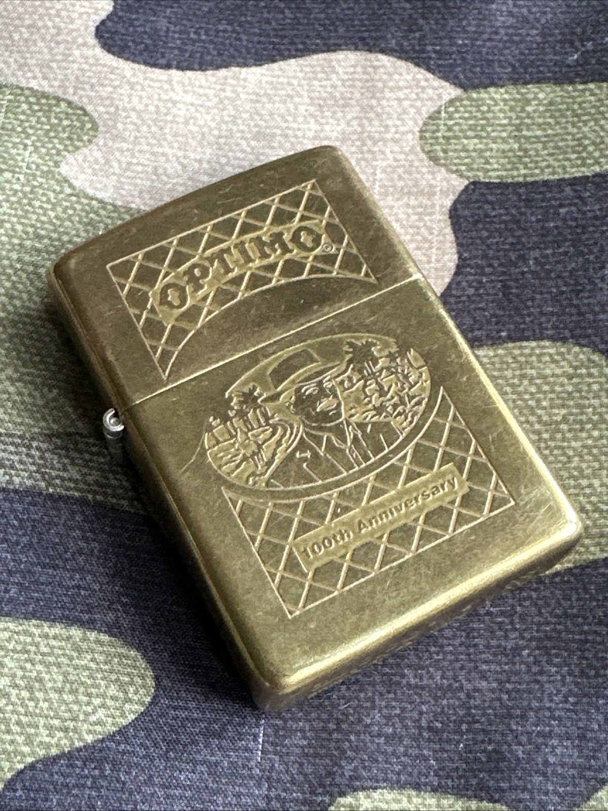 2000 Vintage Zippo Lighter – Optimo Cigar 100th Anniversary – Solid Brass
