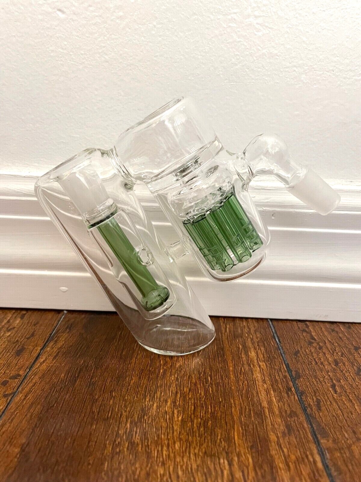 14MM GLASS WATER PIPE ASH CATCHER GREEN SHOWER HEAD 8ARM PERC