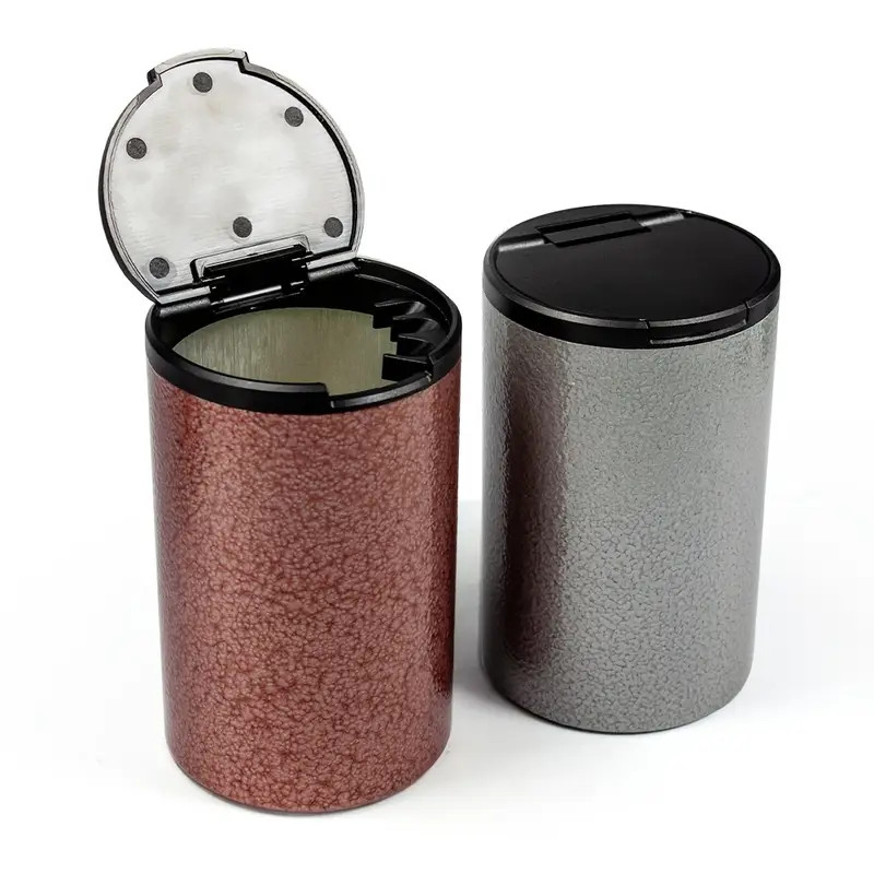 1pc Round Aluminum smoke Ashtray Plastic Lid Durable Metal for home office car