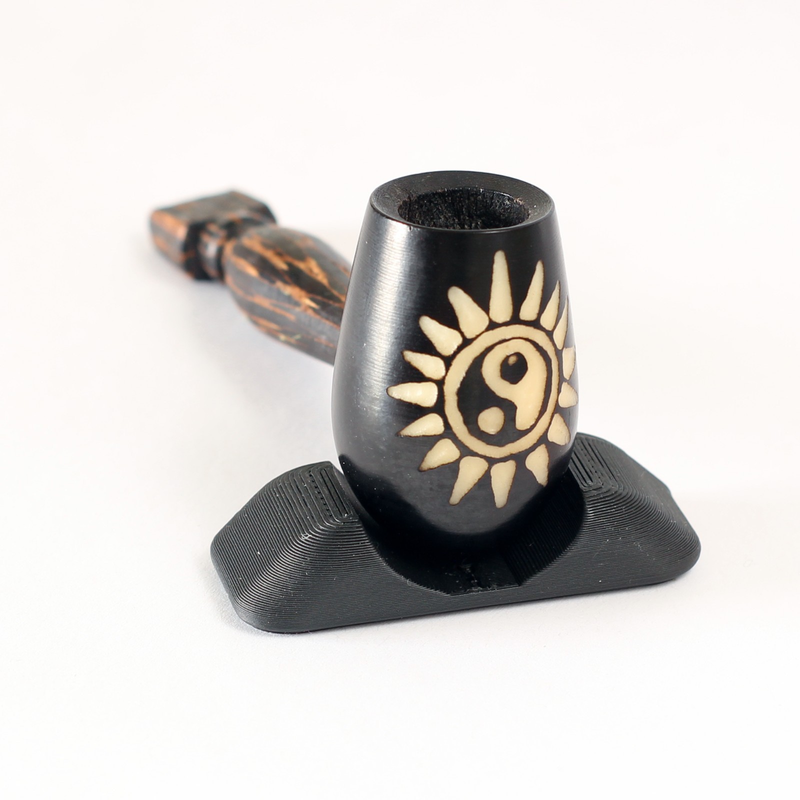 Ying Yang Burst pipe & Mini Fish Pipe Hand Carved Smoking Pipe Tagua Wood TPFsh