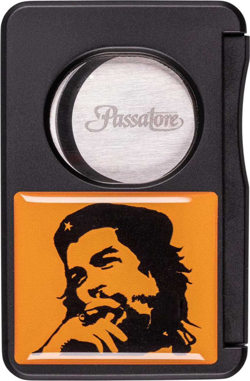 PASSATORE CIGAR CUTTER BLACK / ORANGE 23 mm / CHE GUEVARA w. SIDE PUSH FUNCTION