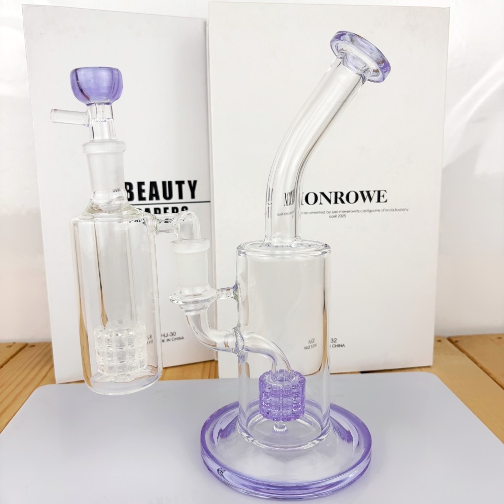 Purple Premium 9″ Thick Matrix Perc Glass Bong w/14mm 90° Ash Catcher USA Ship
