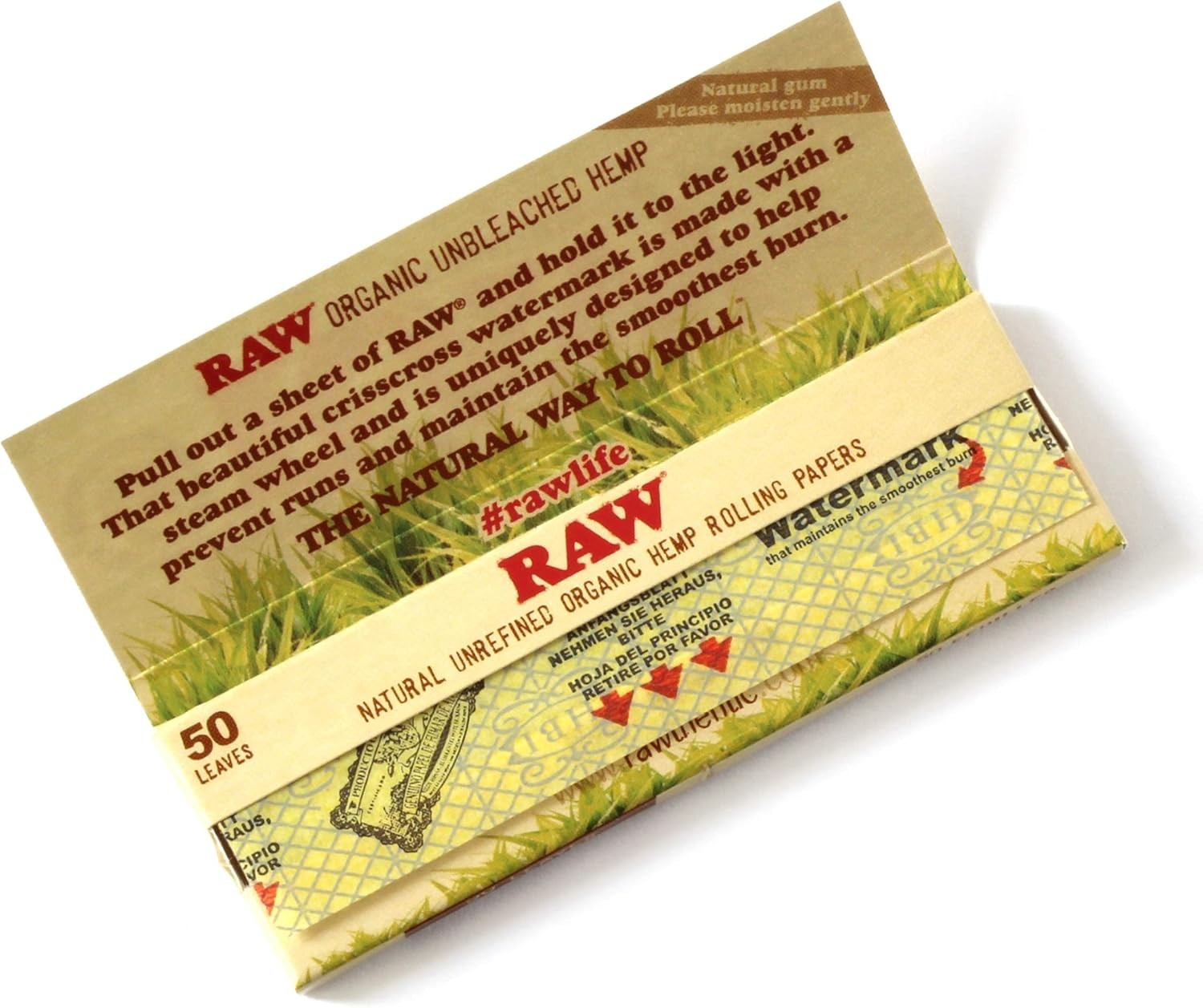 RAW Organic 1.25 1 1/4 Size Cigarette Rolling Papers Full Box of 24