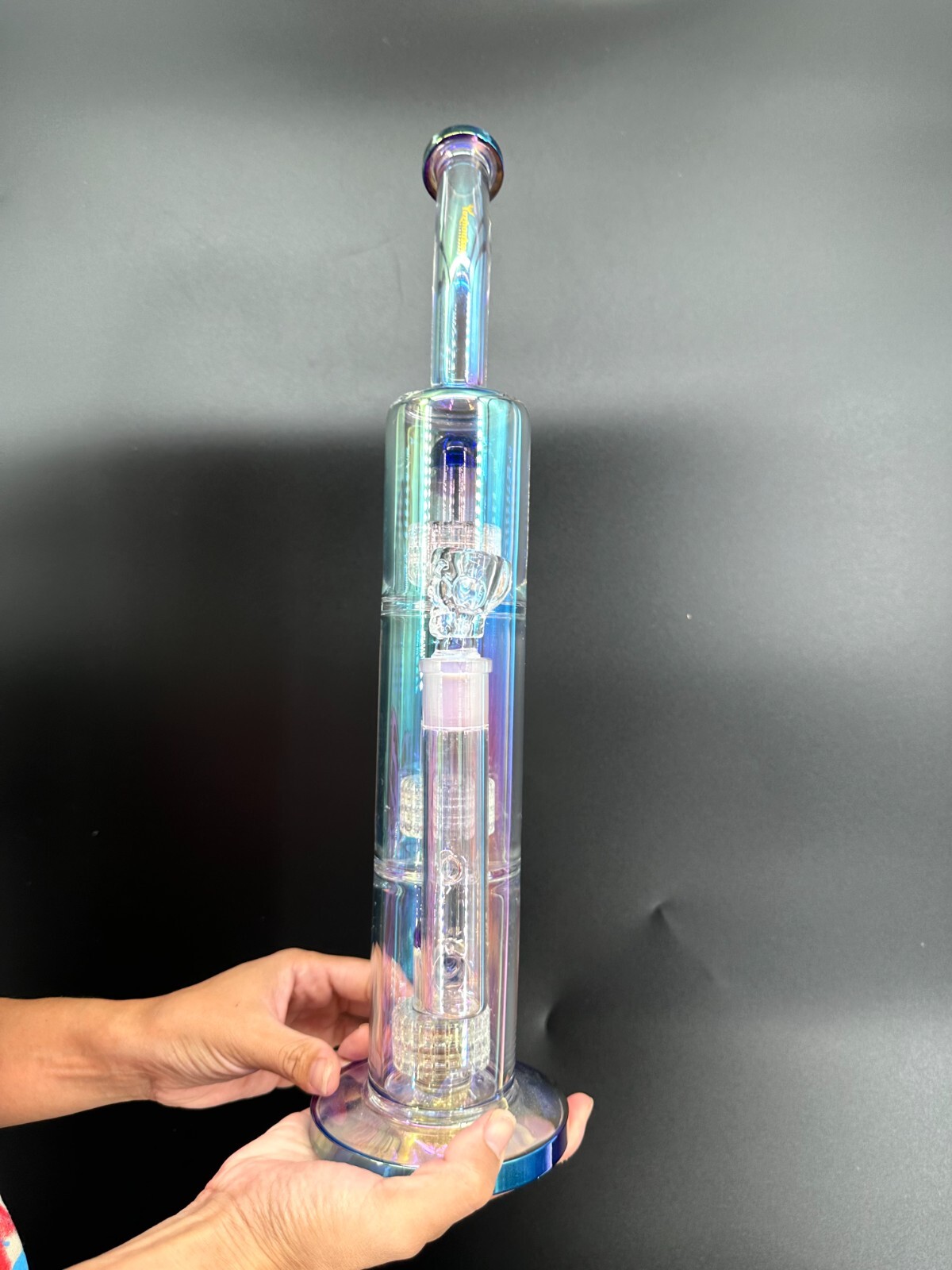 16in Heavy Thick Glass Bong Water Pipe Hookah Bongs with Skull catcher Blue