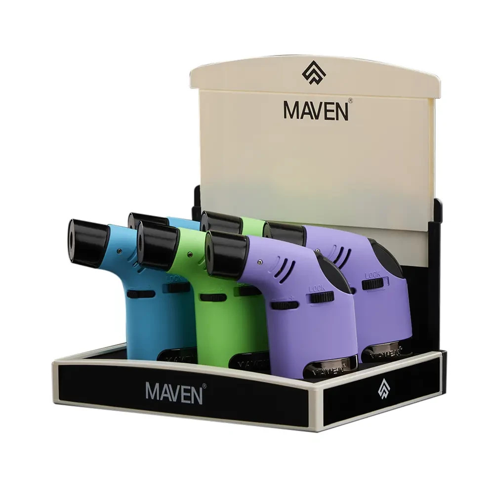 Maven TUSK Torch Lighters 6 Pack Display Windproof Jet Flame Refillable
