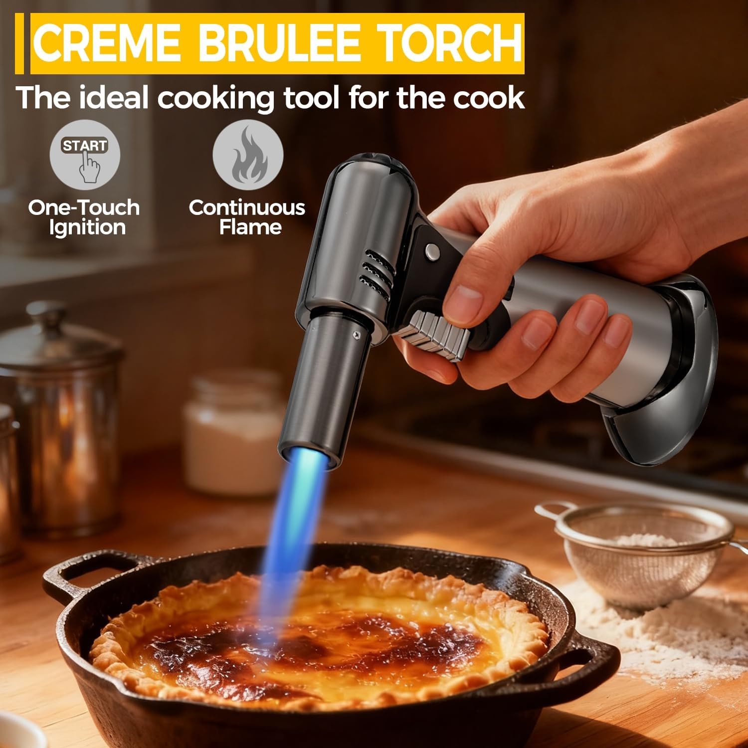 Torch, Butane Refillable Kitchen Cooking Torch, Torch Lighter with Safety Lock a