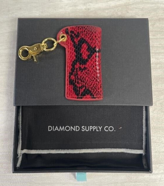 Diamond Supply Co Red, Black & Gold Snakeskin Lighter Sleeve Holder – Gift Box
