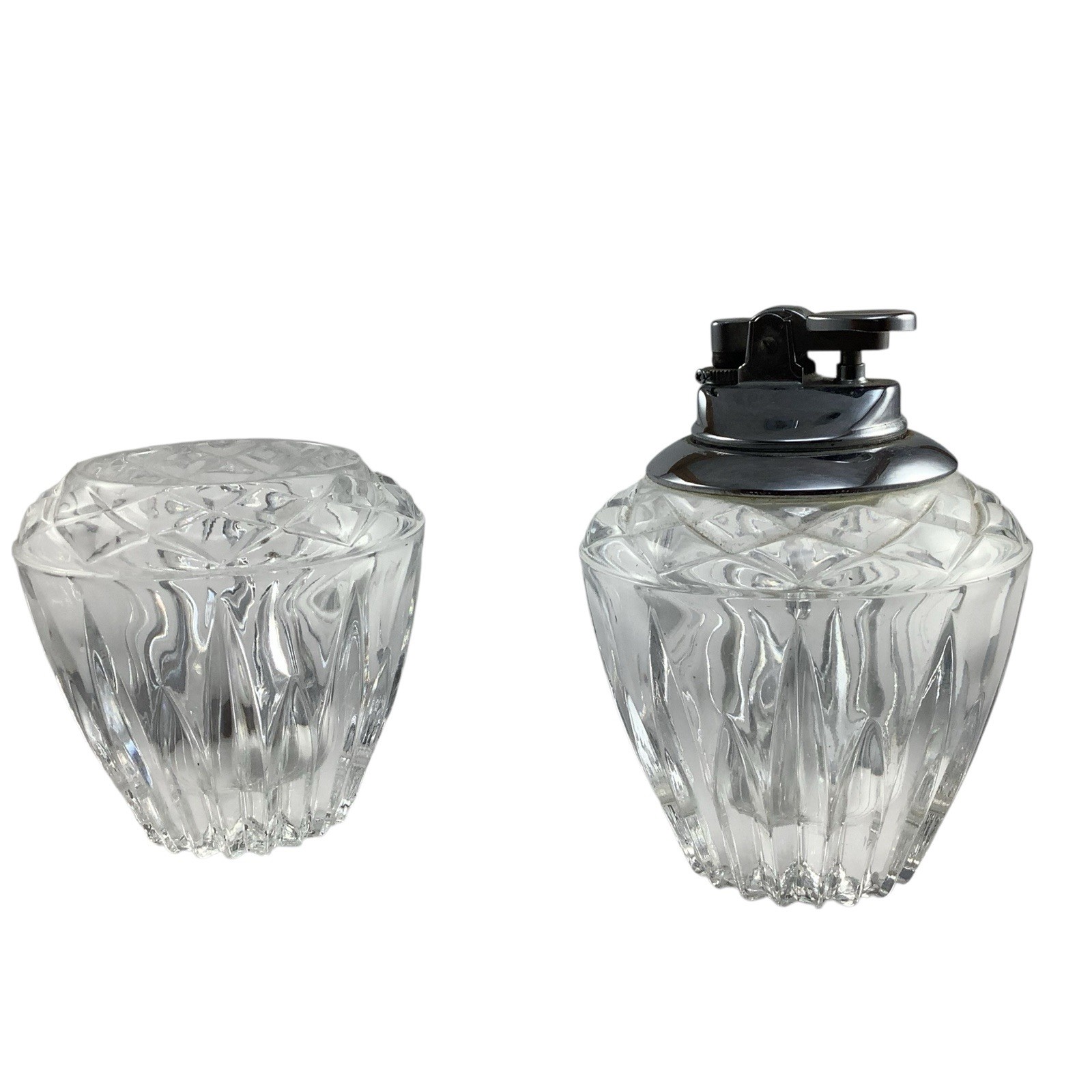 Vintage Princess House Lead Crystal 2 Piece Set Lighter & Holder Highlights Read