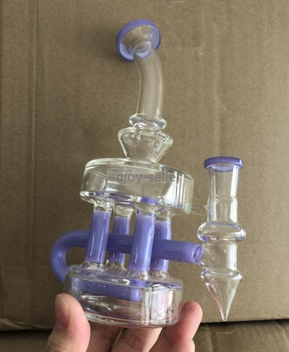 purple Multiple Recycler rig Matrix glass Water Pipe bong Hookah Smoking 14mm