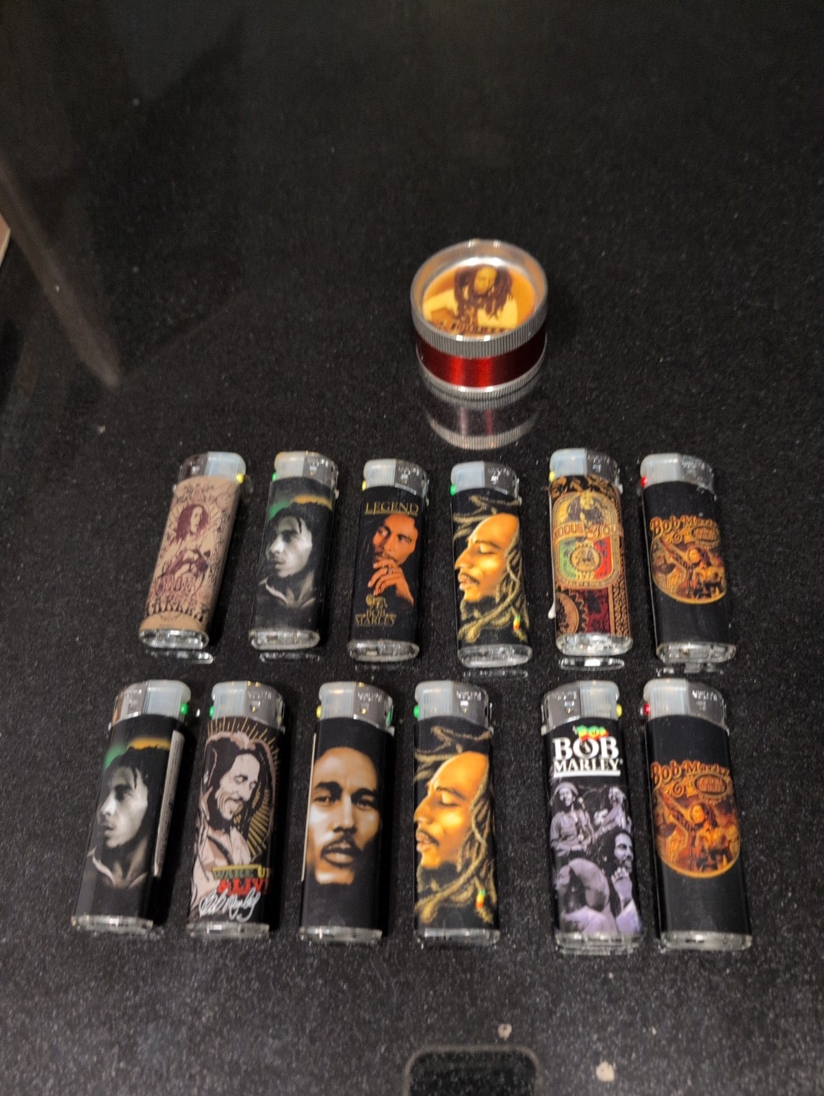 Special Edition Bob Marley Pocket Lighters And Herb Grinder Lot
