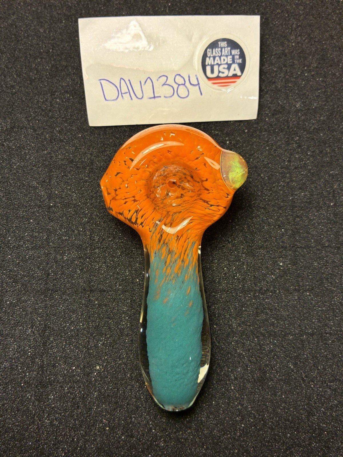 Thick Glass Pipe Blue And Orange With Green Marble 🇺🇸Made In USA 🇺🇸
