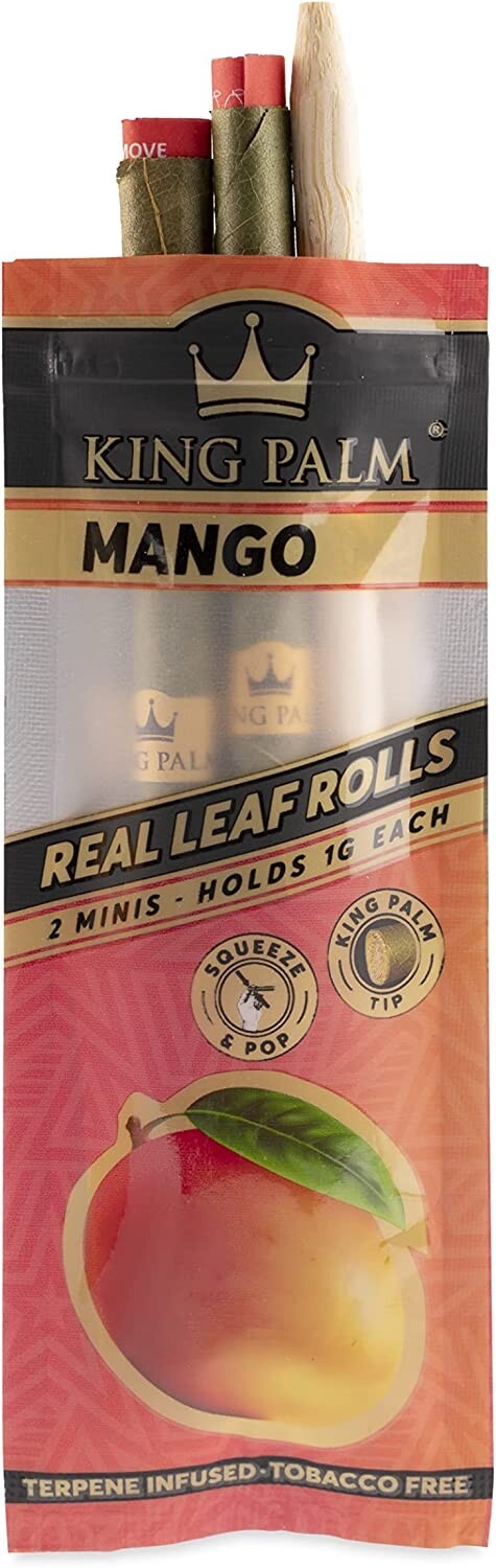 King Palm Flavors Mini Size Cones, 2 Rolls Terpene Infused Organic Mango Roll
