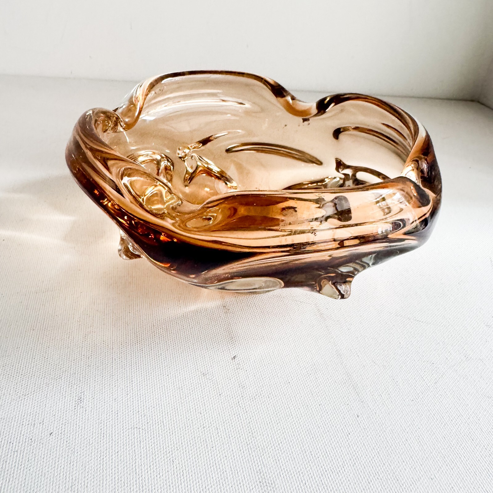 Vintage MCM Chalet Glass Light Brown Champagne Ashtray
