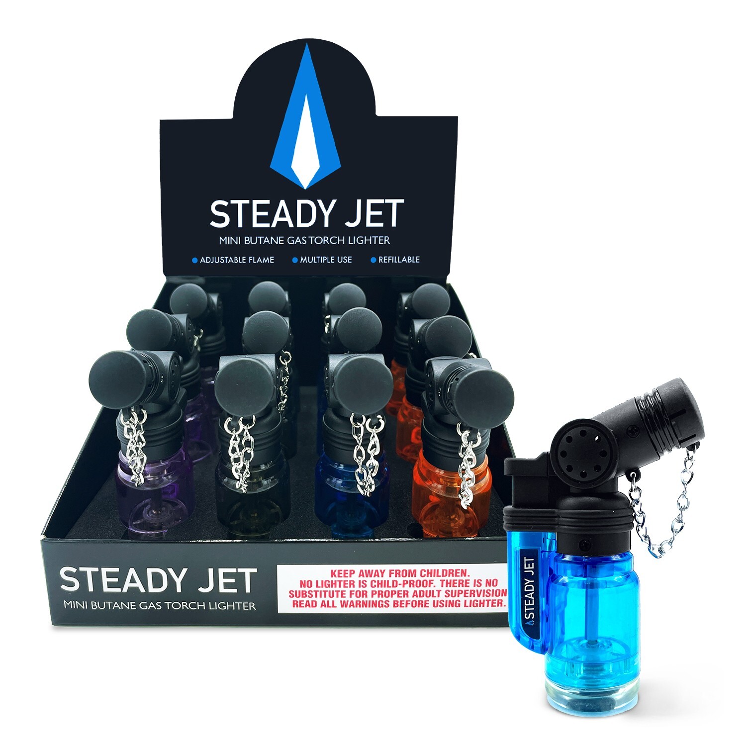 Bx/12 Steady Jet Mini Butane Gas Torch Lighter – Refillable