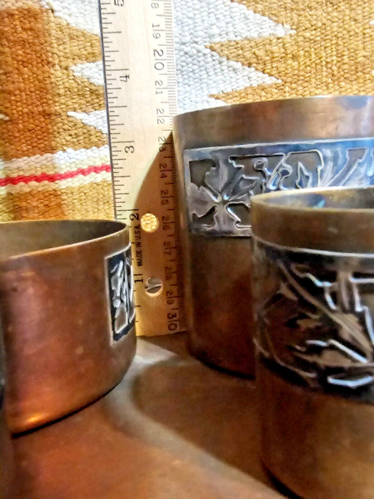 FANTASTIC 1900s Arts & Crafts 5pc Smoking Set Sterling Silver On Bronze Heintz ?
