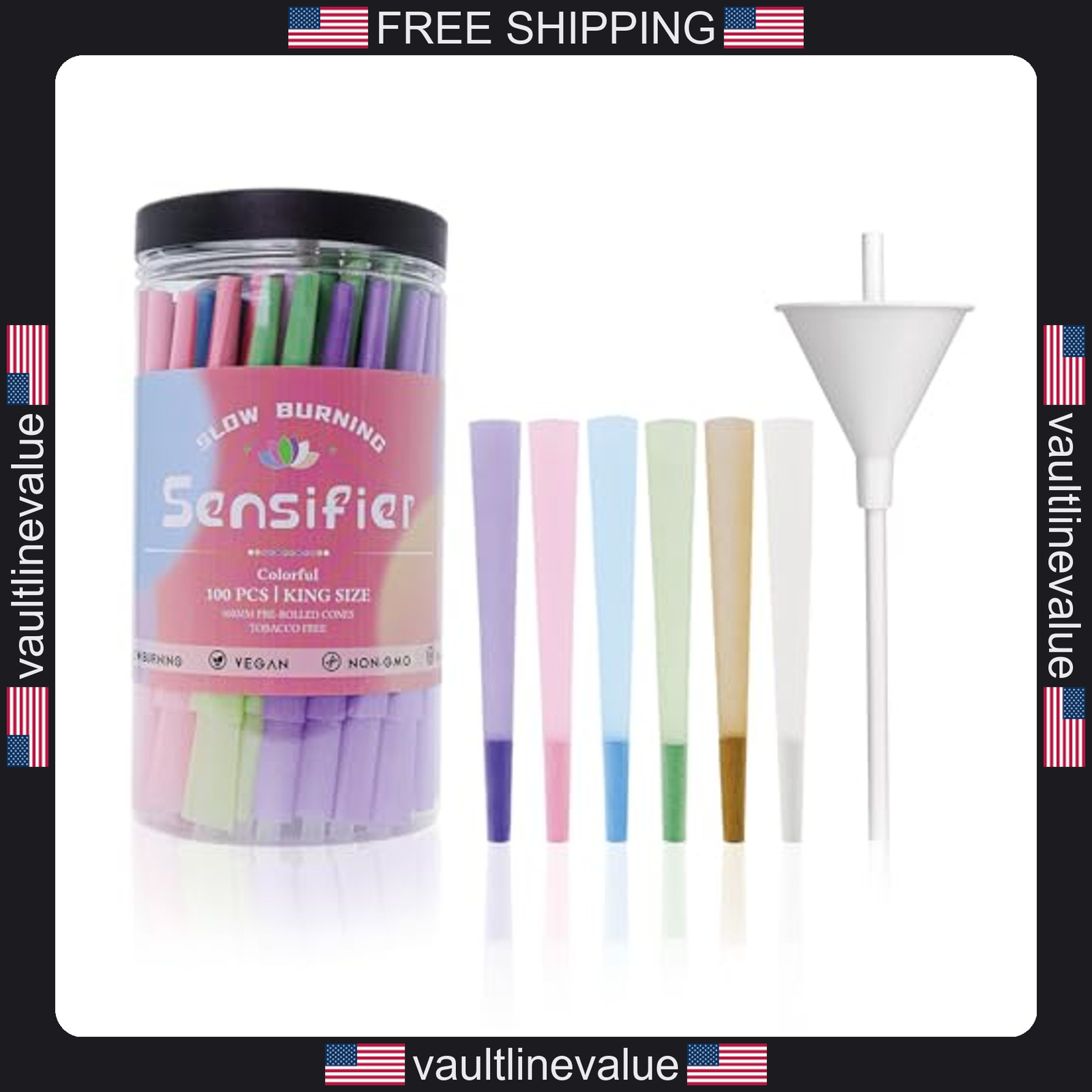 100 PACK Colorful Pre Rolled Cones| King Size Rolling Paper Cone with Loader