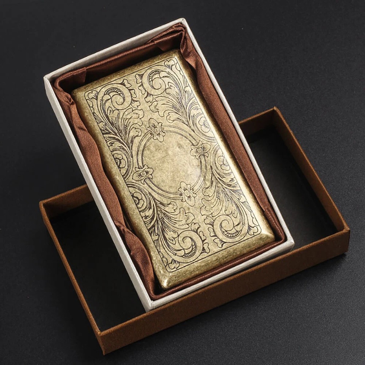 Retro Bronze Metal Cigarette Case Holder Box For King Size or 20’s Cigarettes US