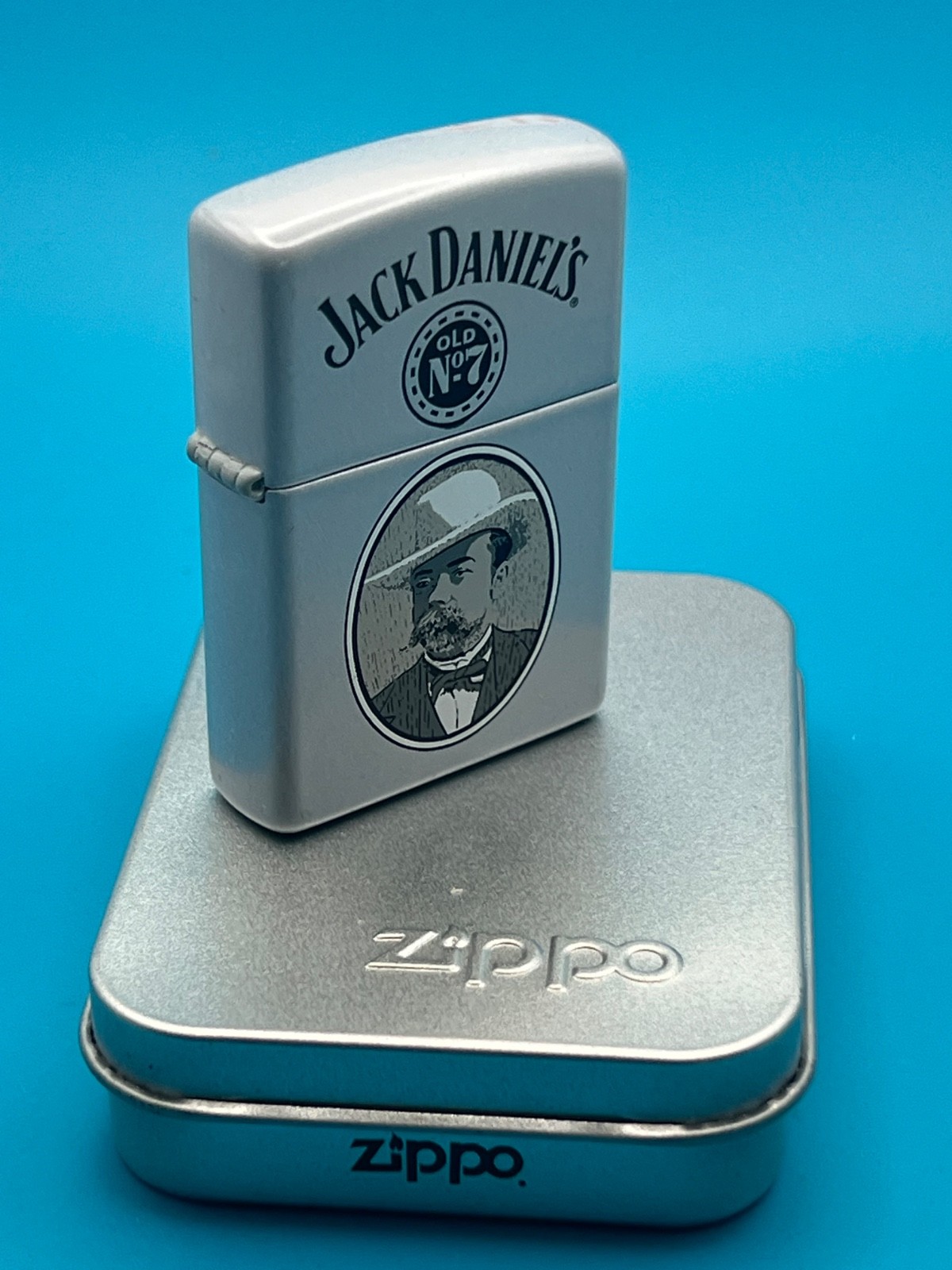 Genuine Brand New 1998 ZIPPO Lighter Very Rare JACK DANIELS No7 Label Grey Case