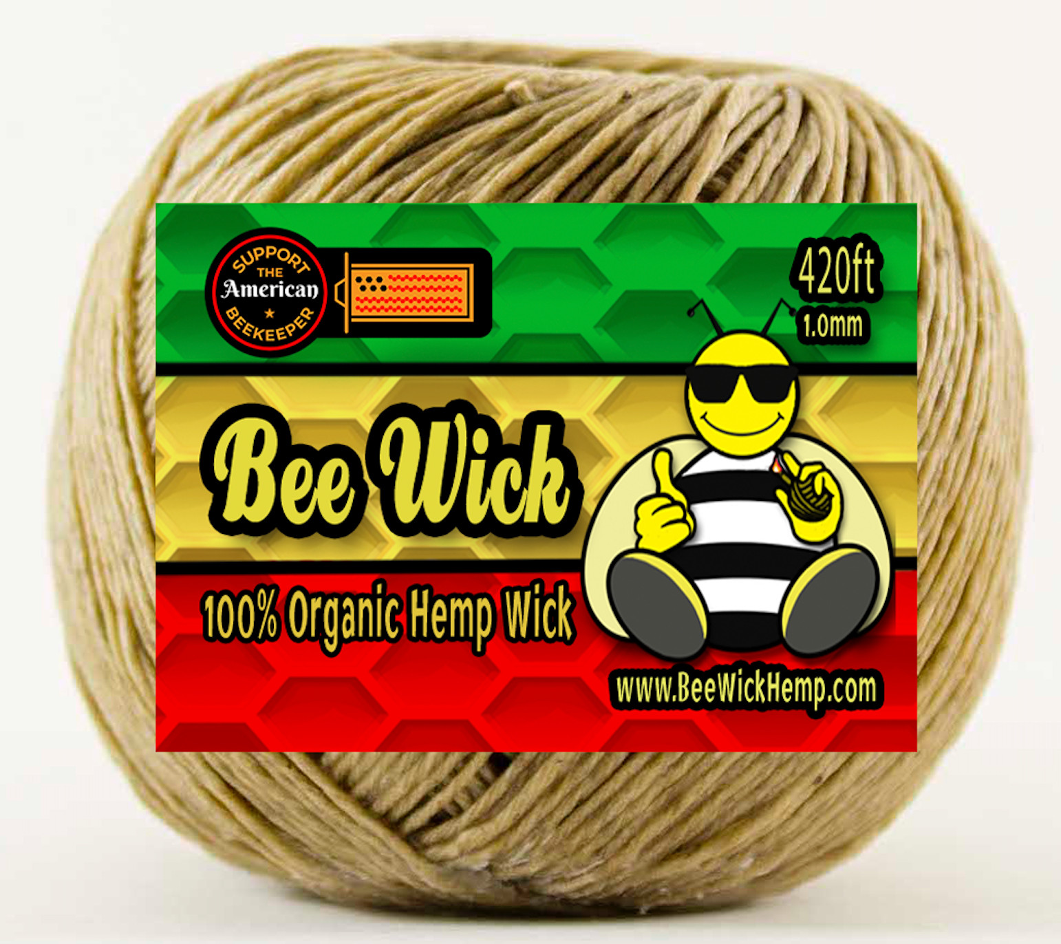 100% Organic Hemp Wick by Bee Wick Hemp- 420 FT Spool (1.0mm)