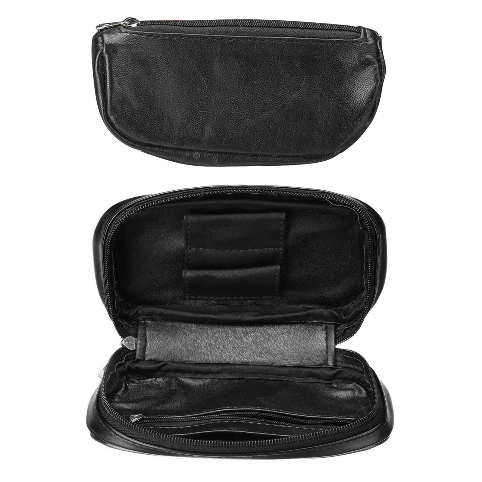 Genuine Leather Smoking Pipe Case with Tobacco Pouch Storage 19cm Portable