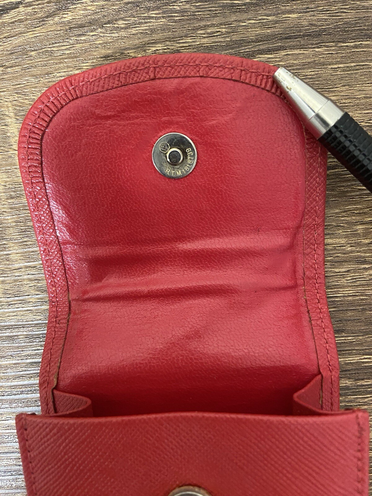 YSL Red Saffiano Leather Cigarette Case Pouch + Checkered Tie Bar Cuff Link Set