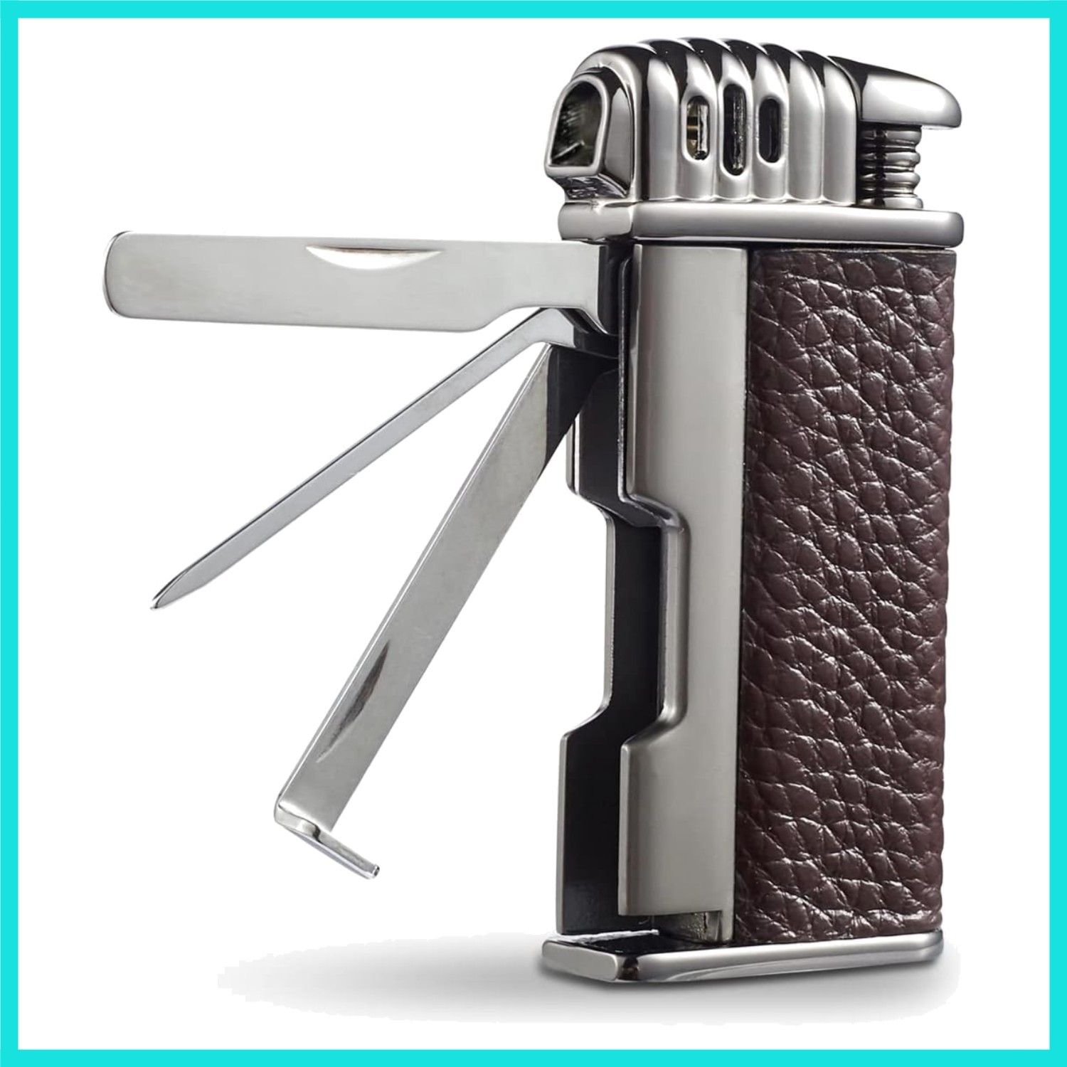 3 in 1 Pipe Lighter Butane Angled Soft Flame Refillable with 3 Pipe Cleaner T…