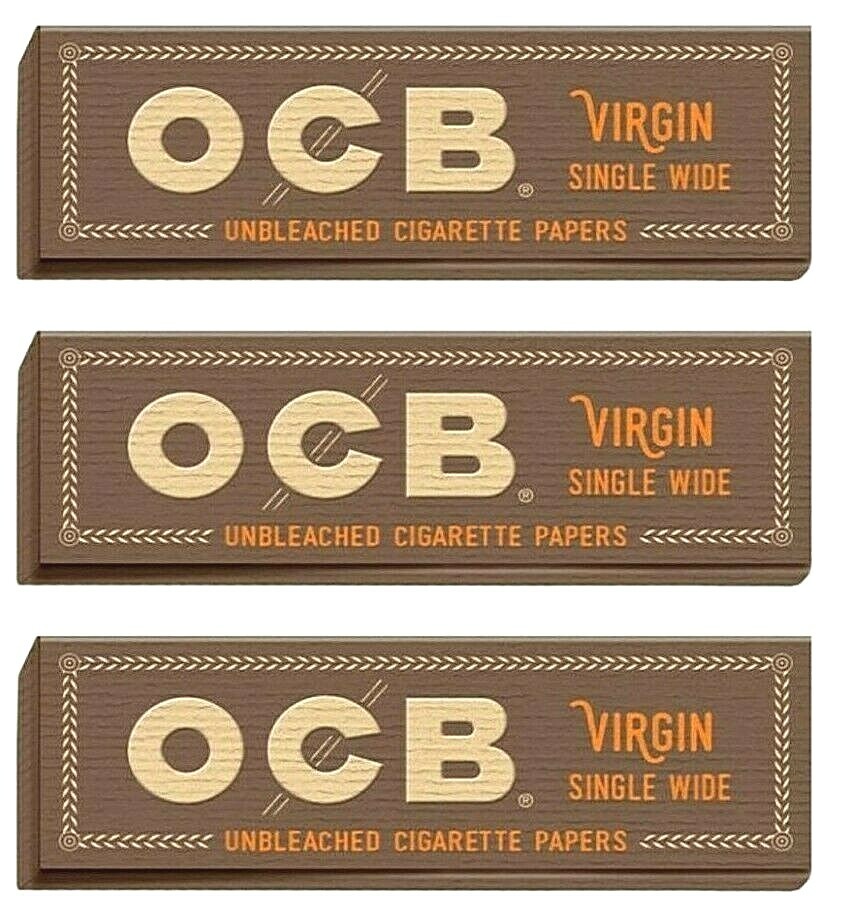 3x OCB ROLLING PAPERS VIRGIN SINGLE WIDE *BEST PRICE* *FREE USA SHIPPING*!