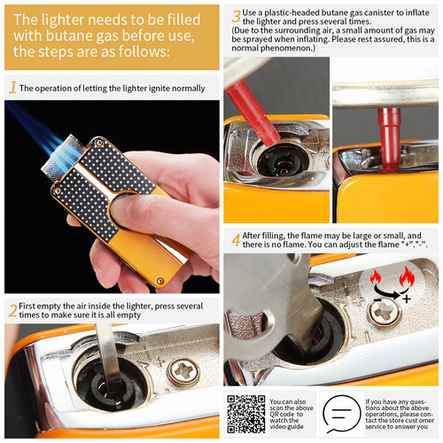 Windproof Cigar Lighter 3 Torch Metal Jet Flame Pocket Lighters w/ Punch Cohiba