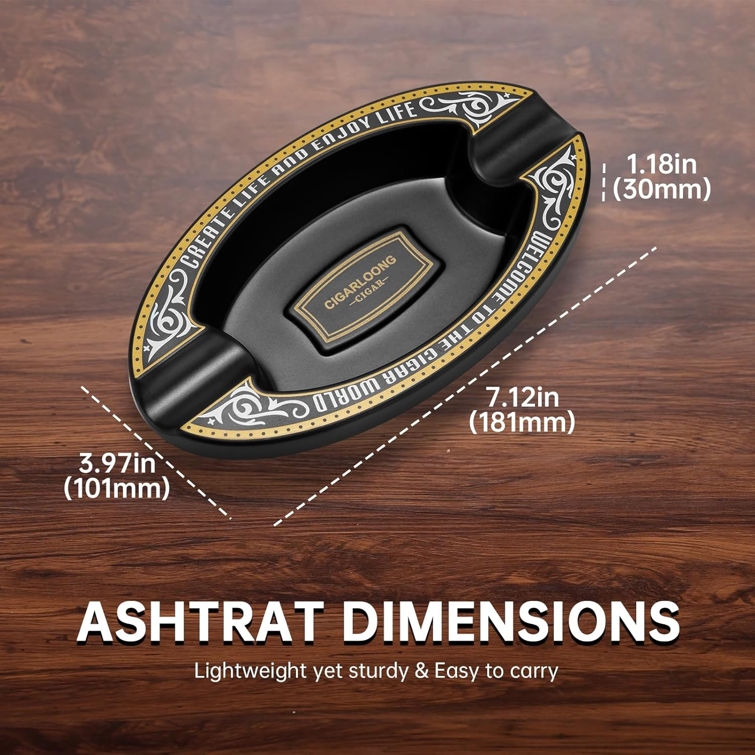 Cigar Ashtray with 2 Holders Slot Portable Indoor Cigar Ashtray for outside Pati