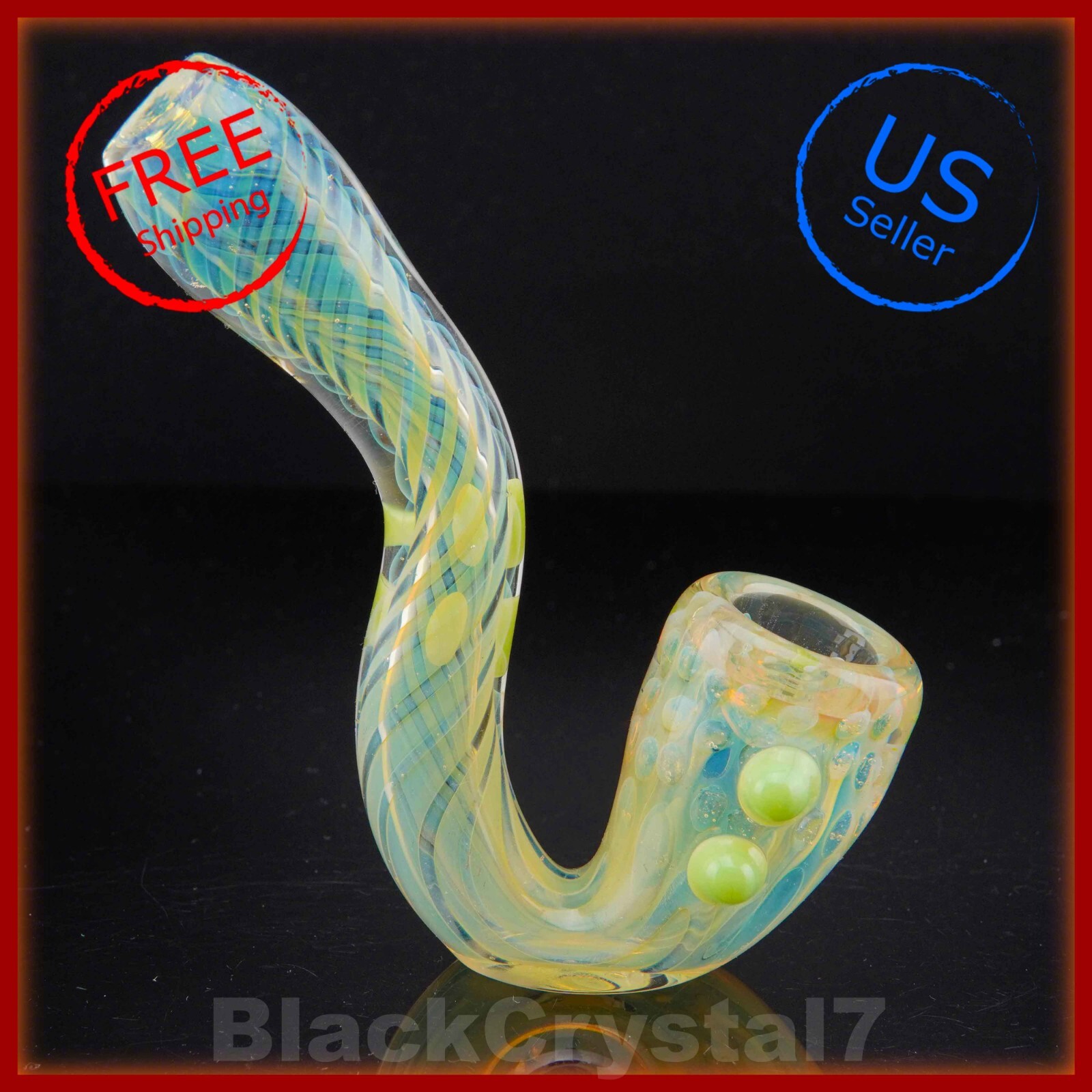 5.5″ Handmade Plasma Ghost Infinity Glass Art Sherlock Tobacco Smoking Bowl Pipe