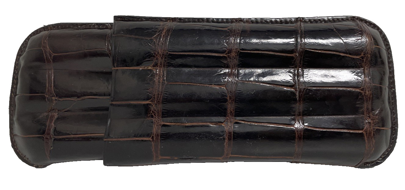 Luxury 3 Cigar Case Alligator Crocodile Leather Travel Humidor Holder