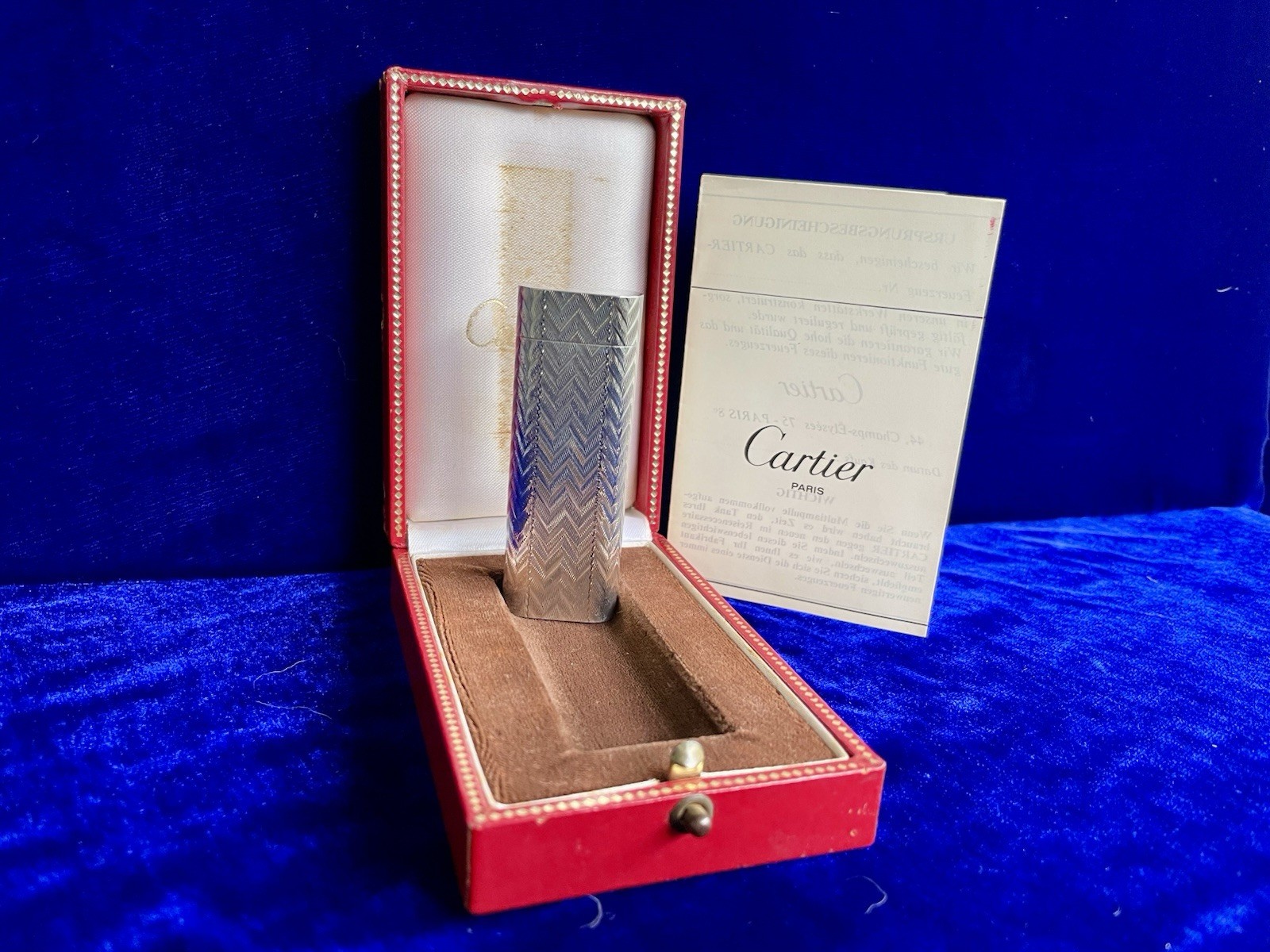 Cartier Lighter Vintage Silver Oval Super Mint Condition Works Year Warranty