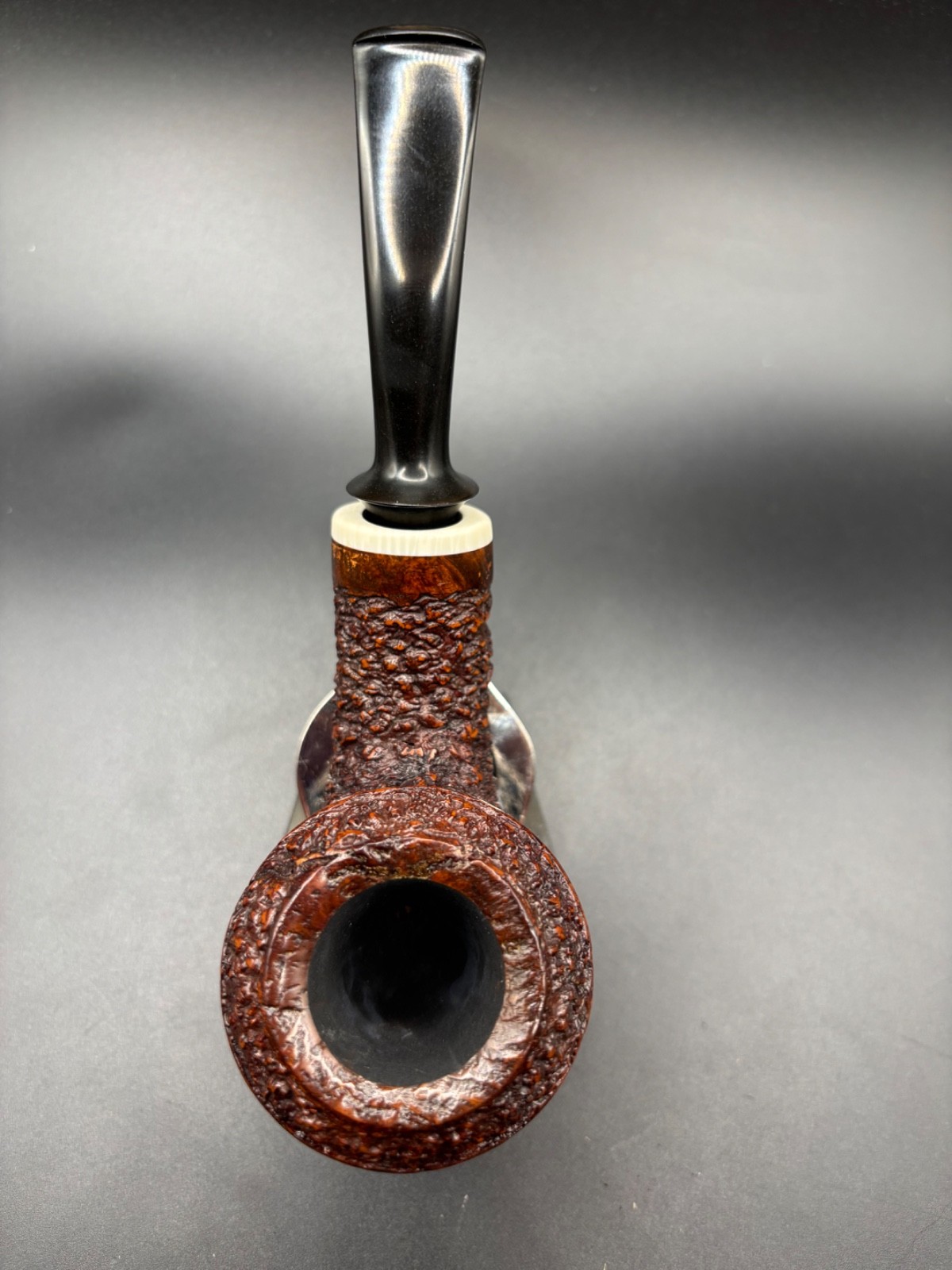 UNSMOKED!!! HS Studio 23 Rusticated Reverse-Calabash Oval-shank Rhodesian Pipe