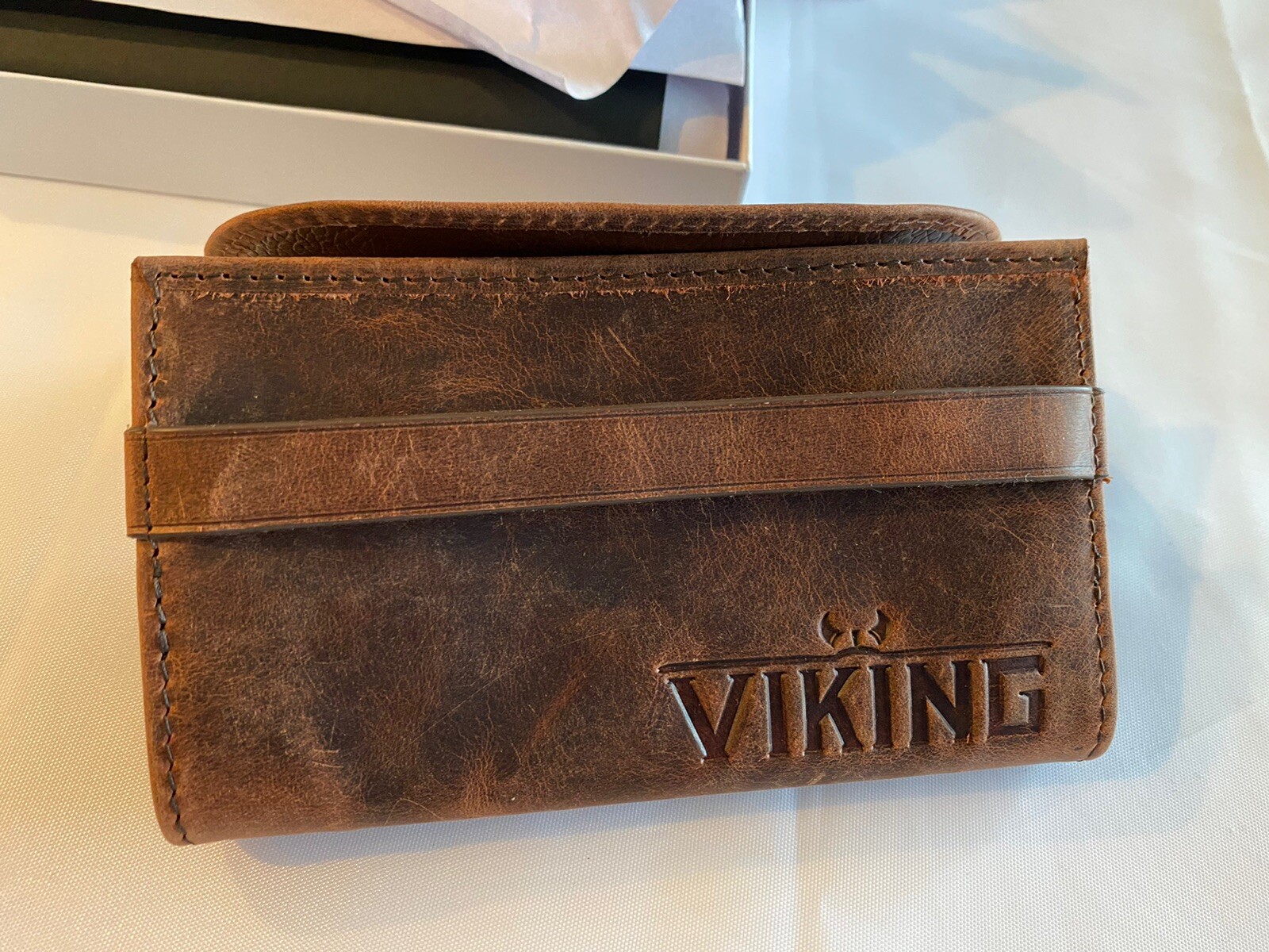 Viking Leather Large Flap Tobacco Pouch Pipe – Brown – New