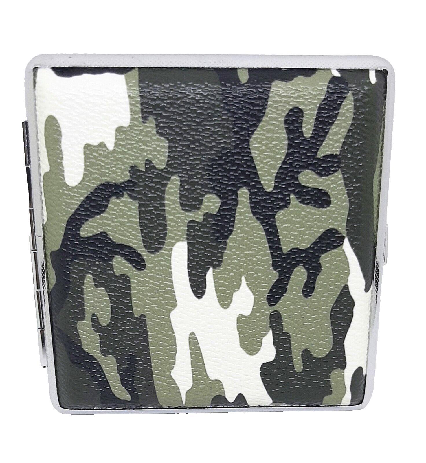 RYO Greens Camo Silver Framed PU Leather King Size Cigarette Case