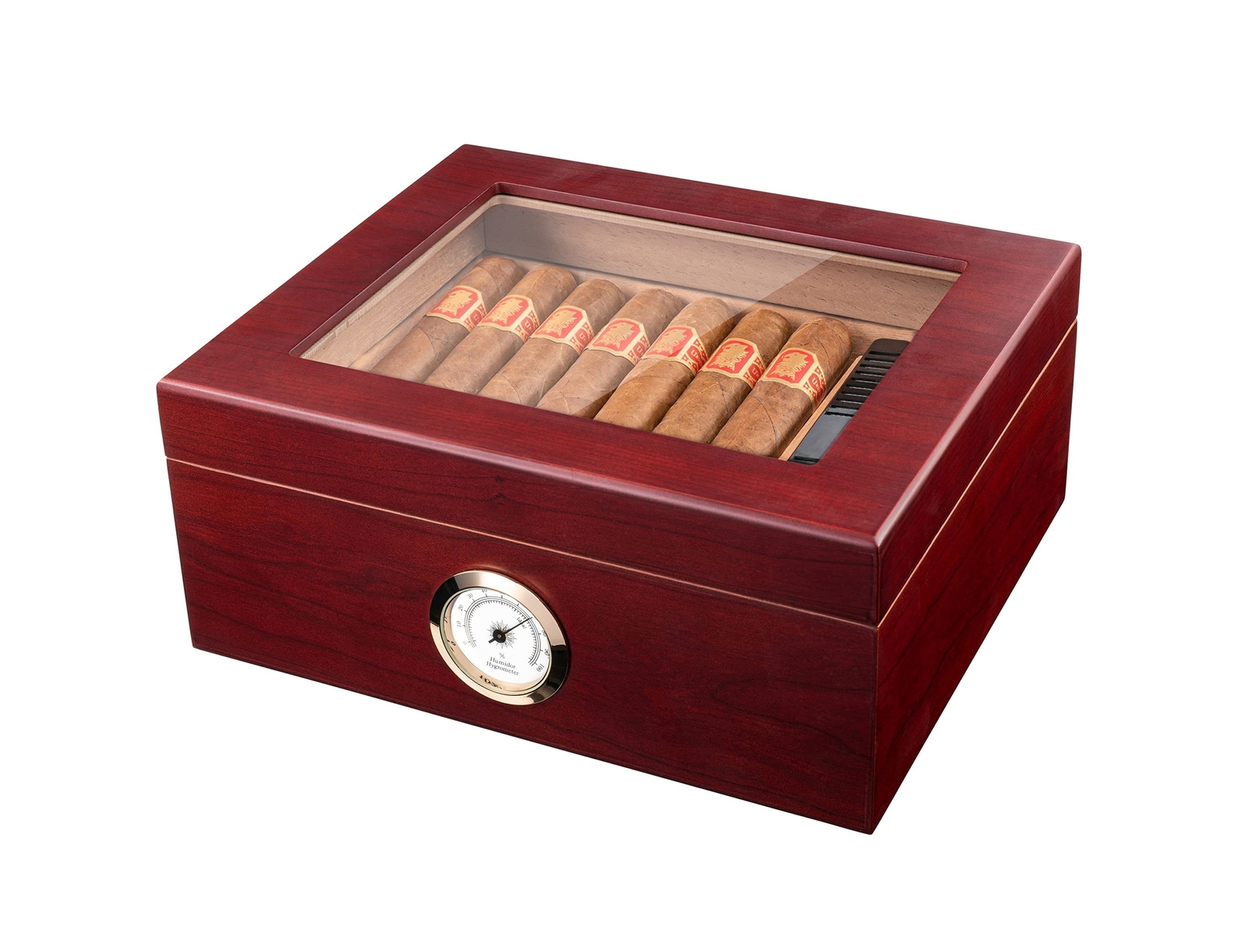 Mantello Cigar Humidors- Royal Glass-Top Humidor Cigar Box – Gifts for Men- C…