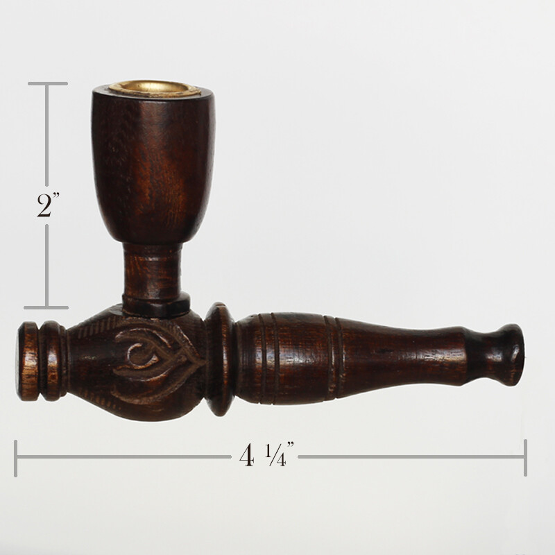 The Aztec 4¼” Hand Carved 2 piece Premium Wood Smoking Pipe pc