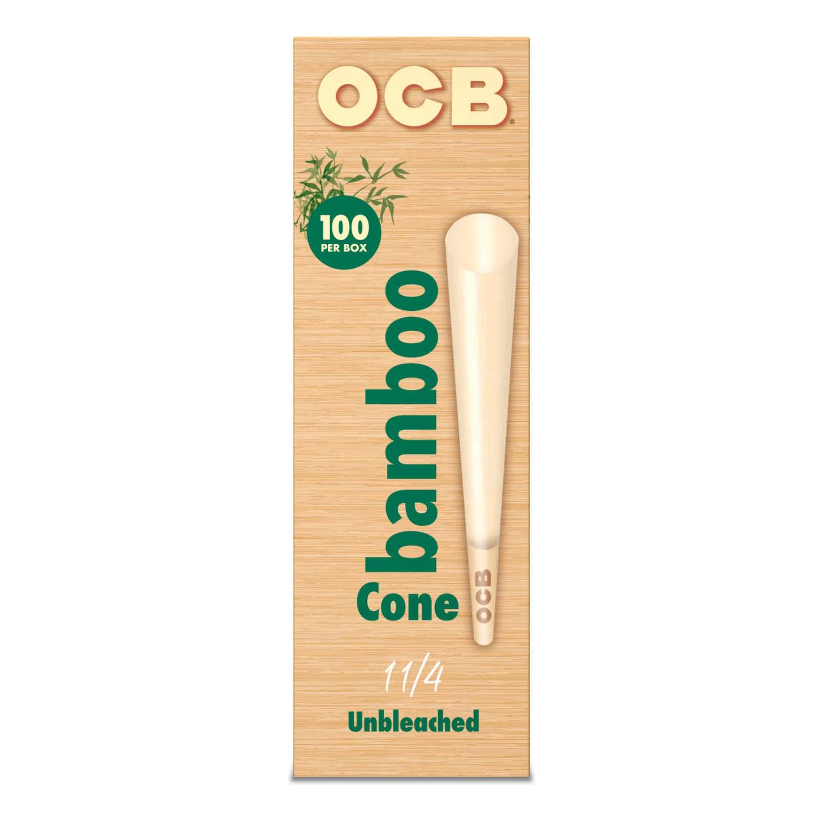 Bamboo Rolling Cones Unbleached 11/4 Size Slow Burn 100 Count Papers