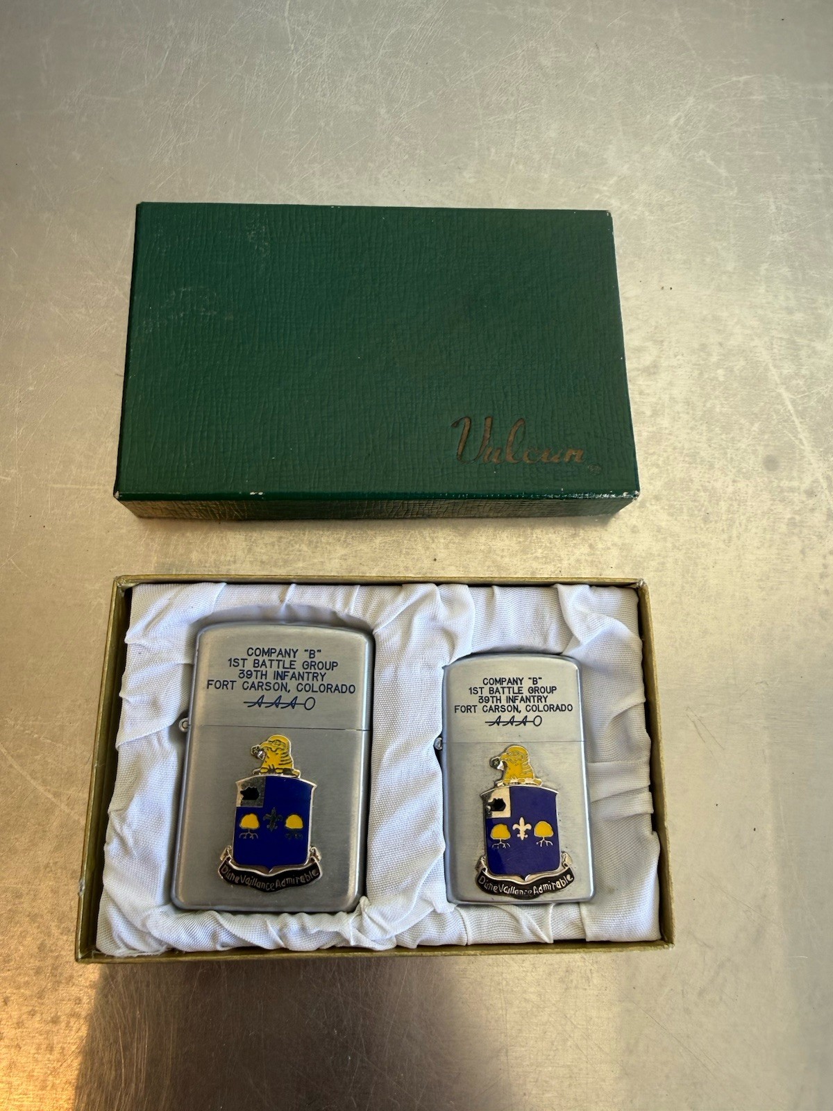 VINTAGE VULCAN SET OF MILITARY LIGHTERS 1st Battle Group 39th Infantry