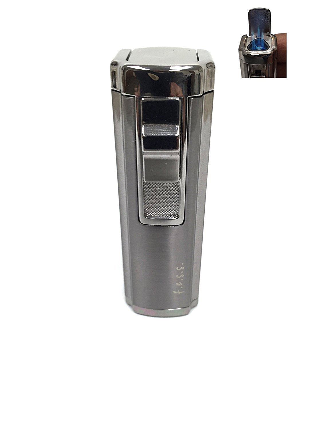 Fess Triple Jet Flame Butane Torch Cigarette Cigar Lighter With Punch Cutter Too