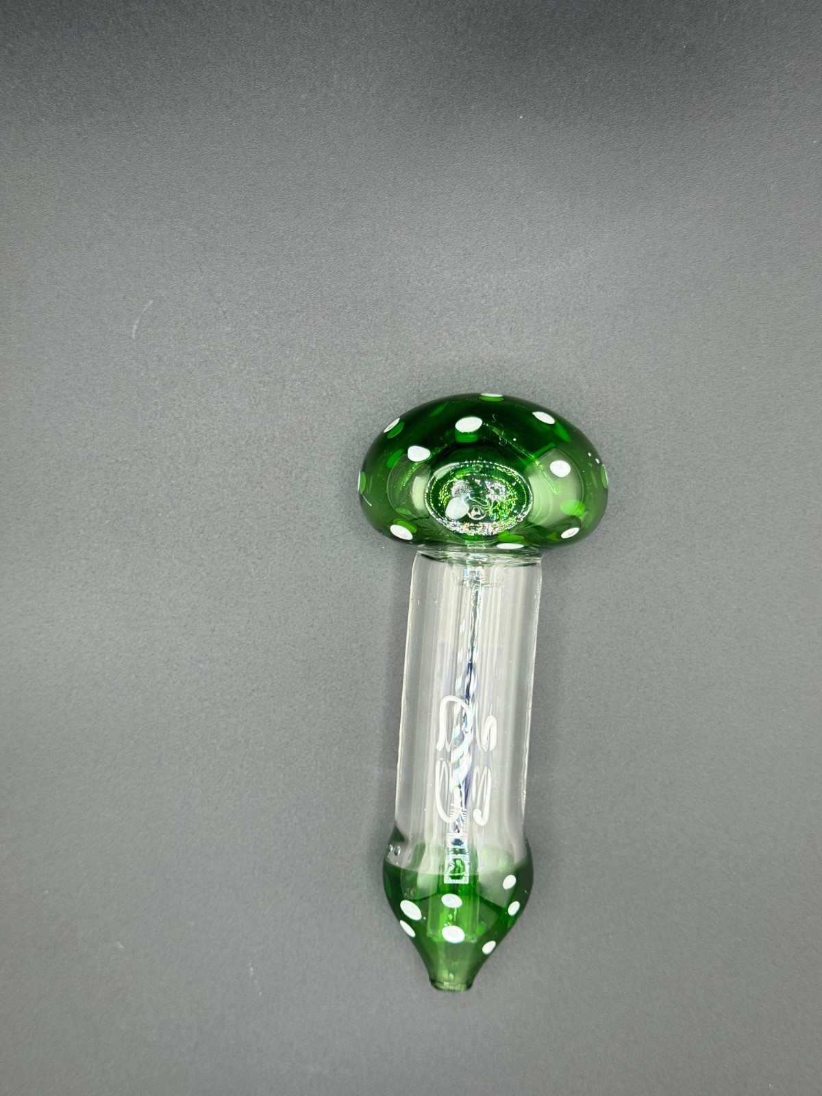 4 Inch Tobacco Smoking Hand Blown Glass Pipe Green Mushroom Design Gorgeous Bowl