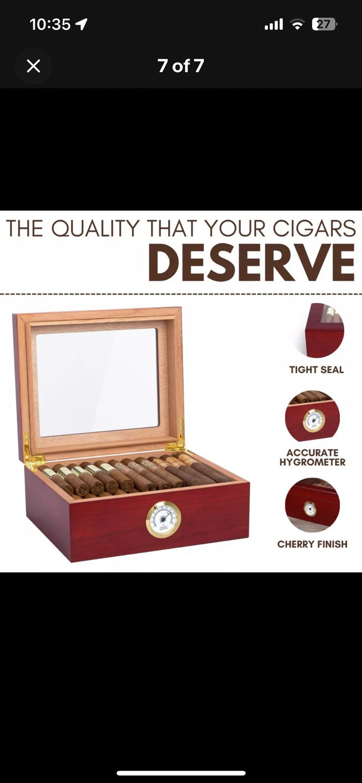 Mantello Cigars Humidors Royal Glass-Top Cigar Box for Up To 50 Cigars