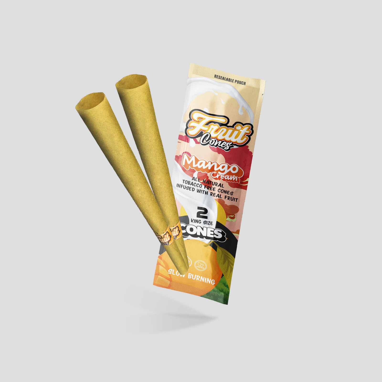 Mango Cream Fruit Cones – 1 Pack Includes 2 Cones + 1 Filler Stick