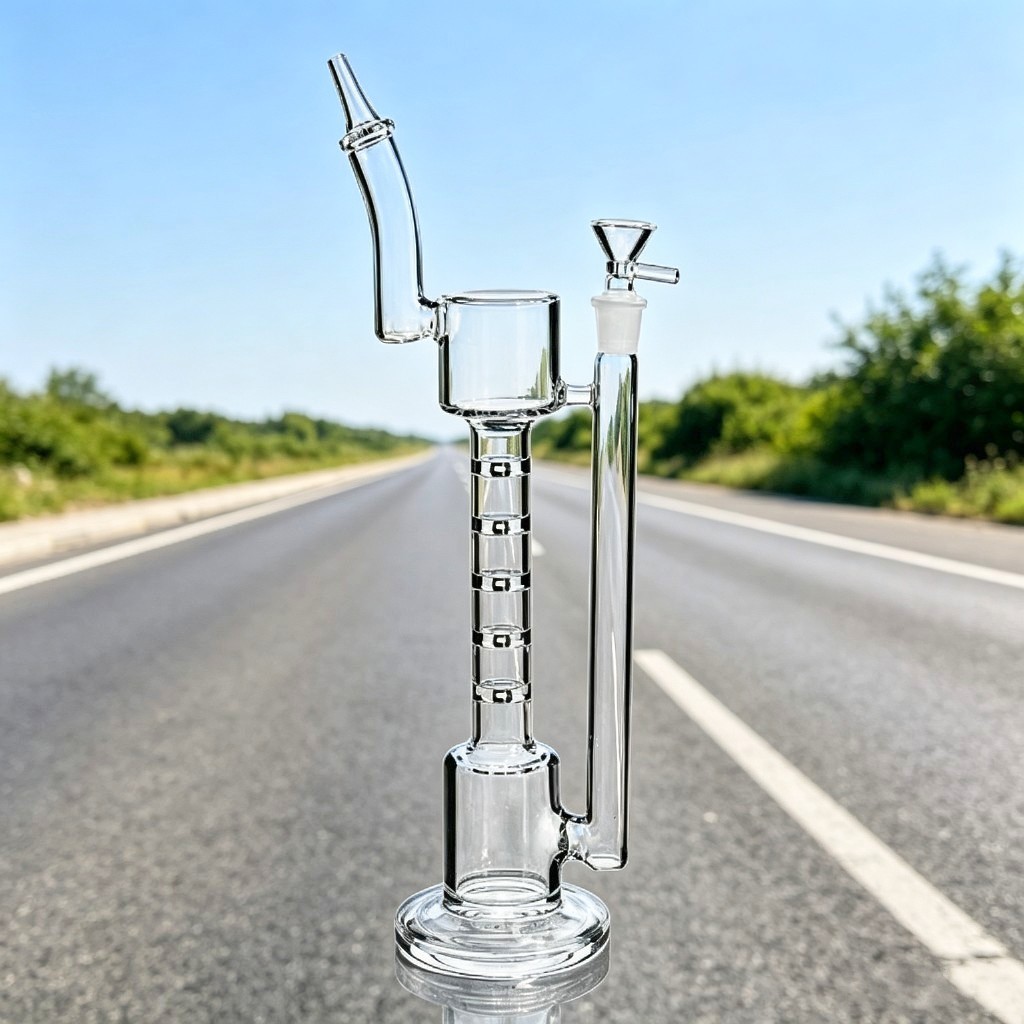 slender Retro Perc Glass Water Pipe bong Sidecar Hookah recycle Smoking Rig 14mm