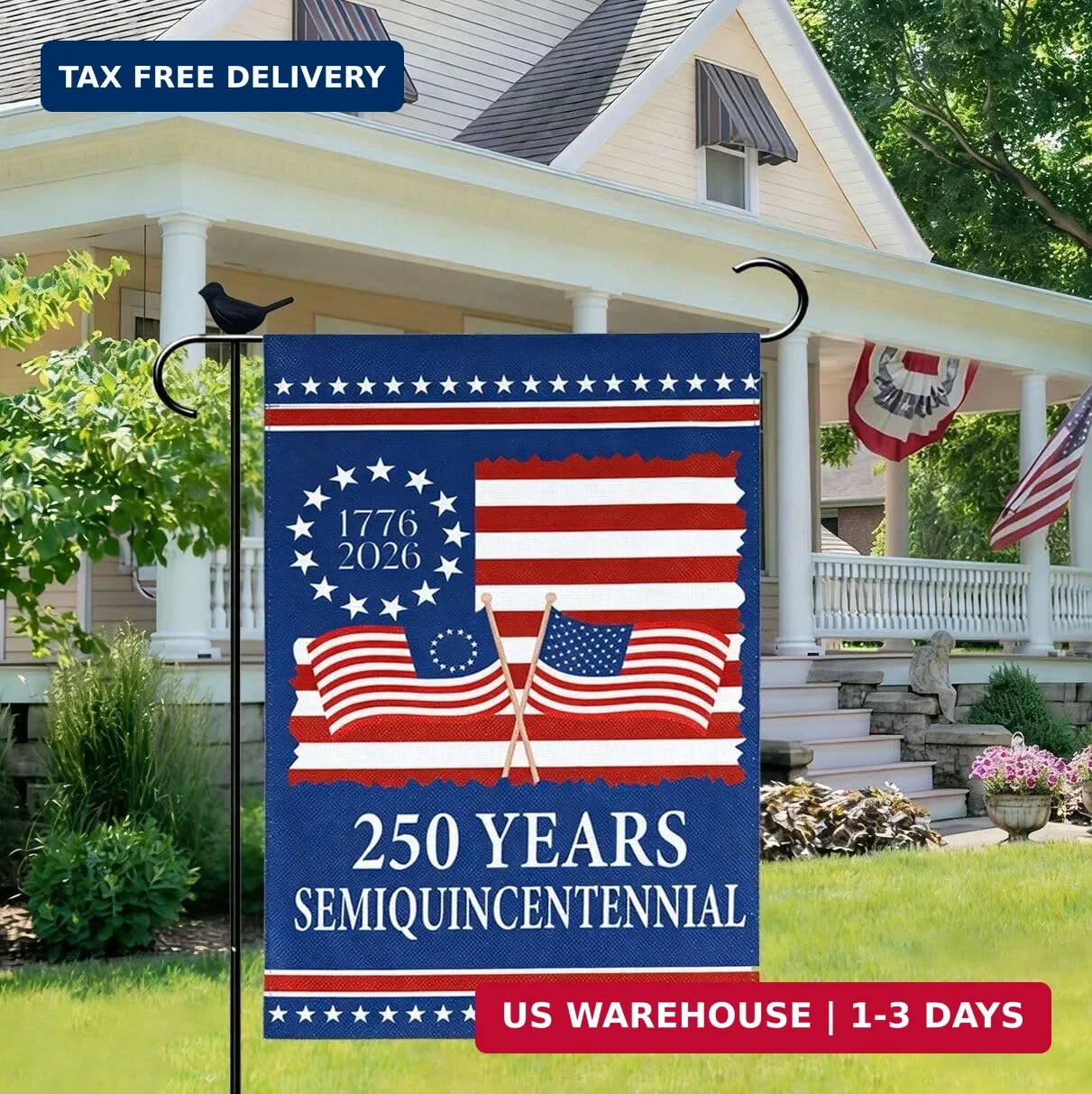 250 Anniversary USA Flag 4th of July Decorations 12×18 Inch Patriotic Garde…