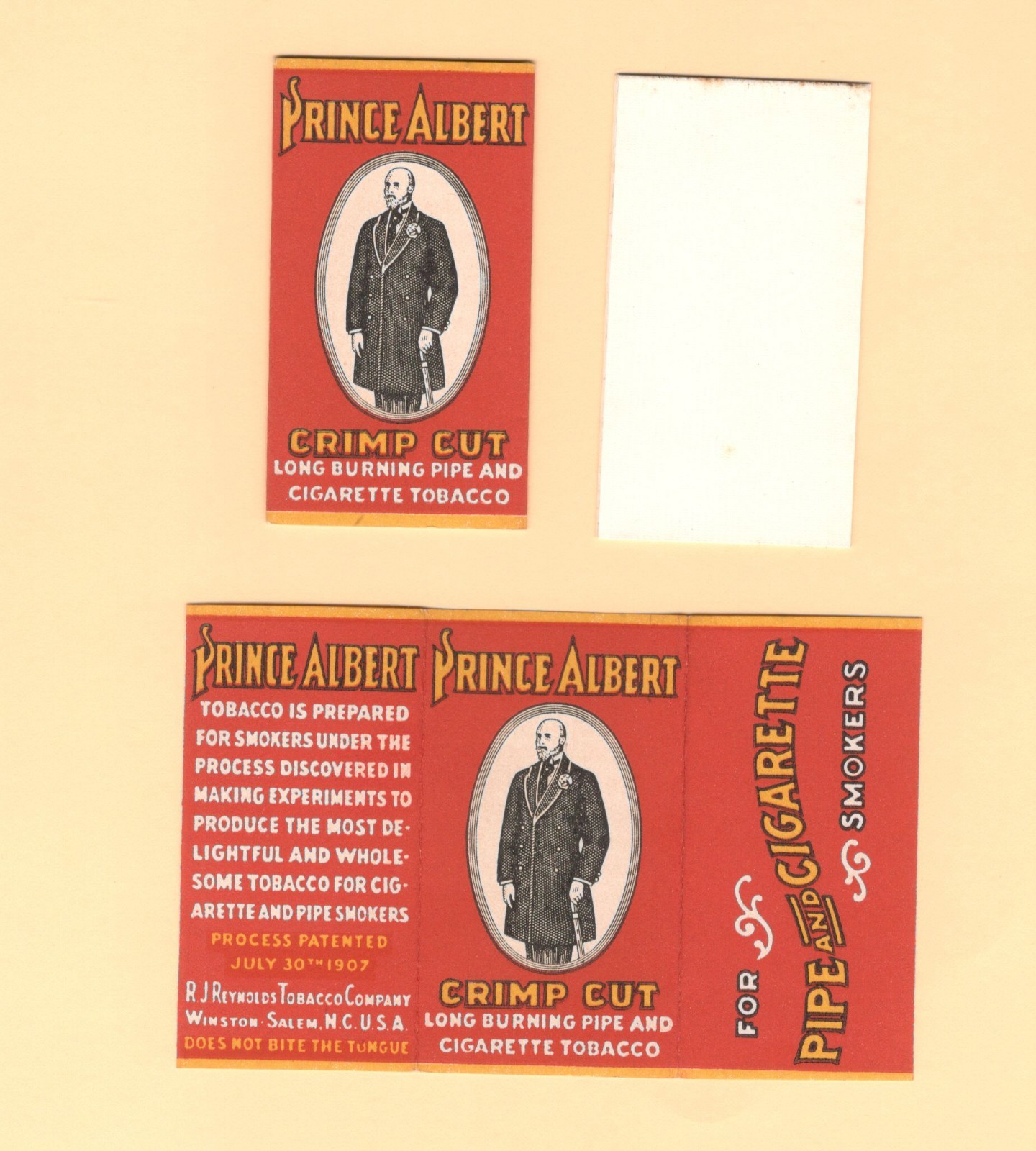 PRINCE ALBERT TOBACCO PAPERS { NO TOBACCO } 1 LABEL + PAPERS NOS UNUSED