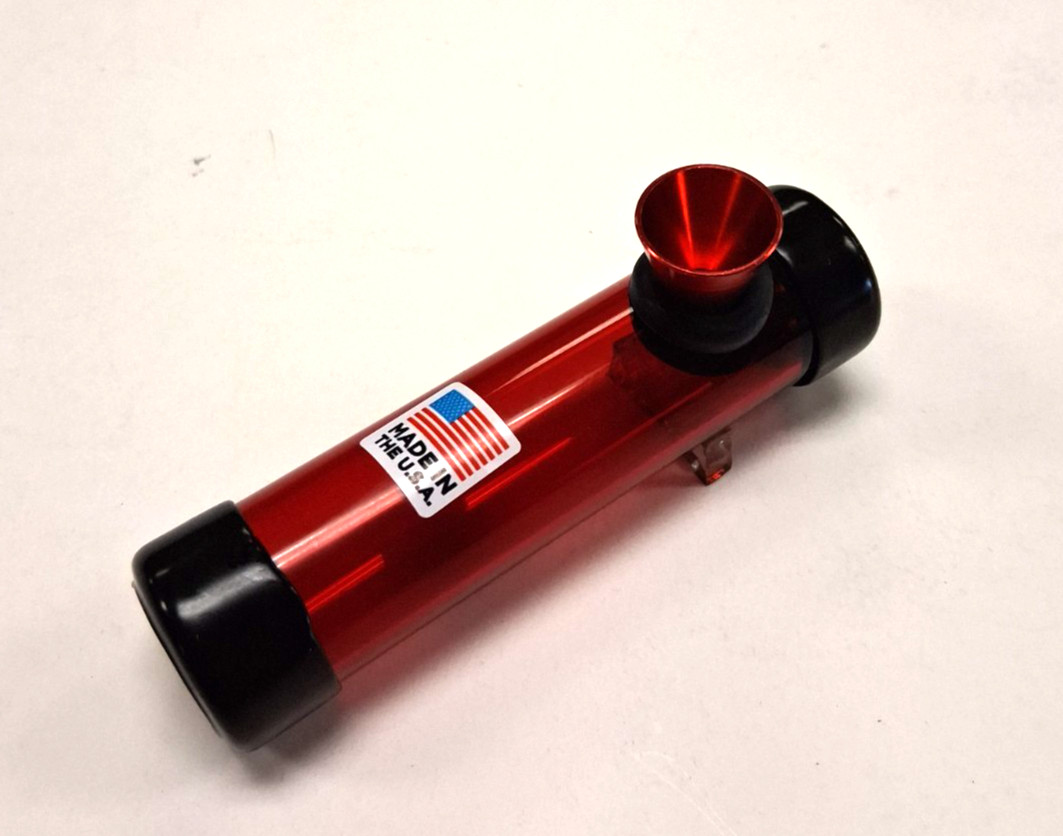 4″ ACRYLIC PLASTIC STEAMROLLER METAL BOWL TOBACCO SMOKE HANDPIPE RED 1″