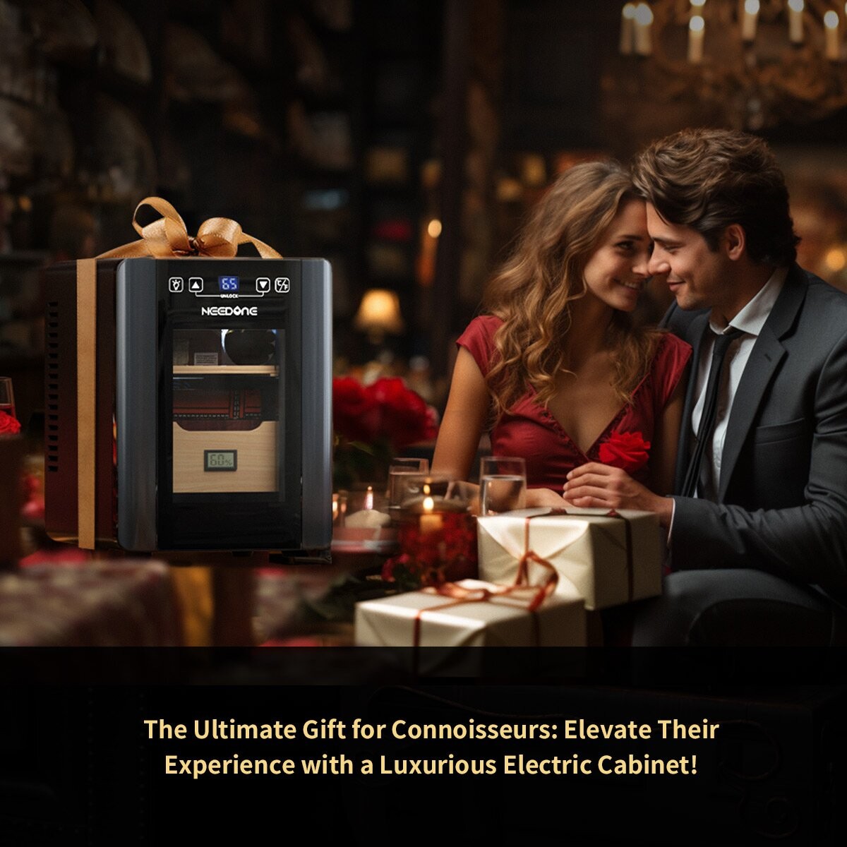 Electric 8L Cigar Humidor w/ Heating & Cooling Quiet Control System for 80Counts